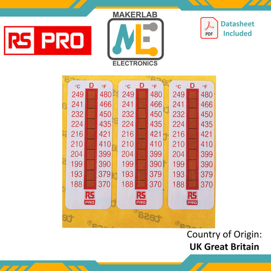 RS PRO Non-Reversible Temperature Sensitive Label, 188°C to 249°C, 10 Levels