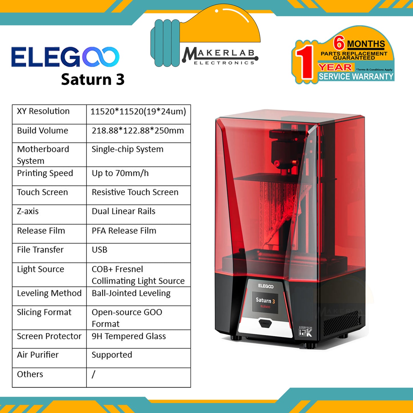 ELEGOO Saturn 3 10-Inch 12K Mono LCD