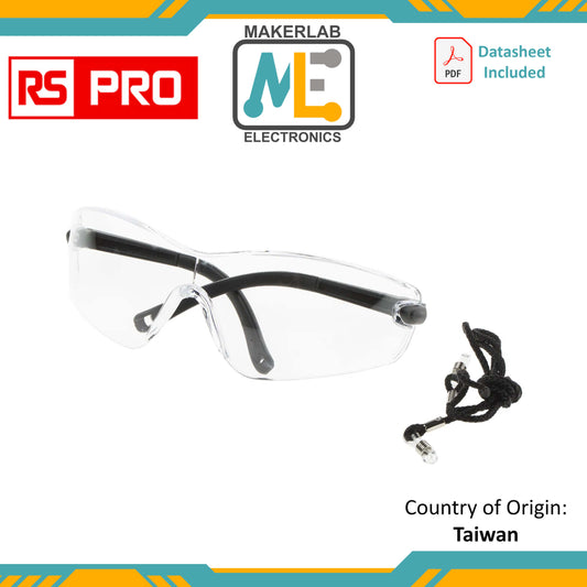 RS PRO UV Safety Glasses, Clear Polycarbonate Lens